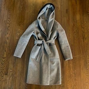 MAGASHONI BELTED HOODED 100% WOOL COAT M EUC